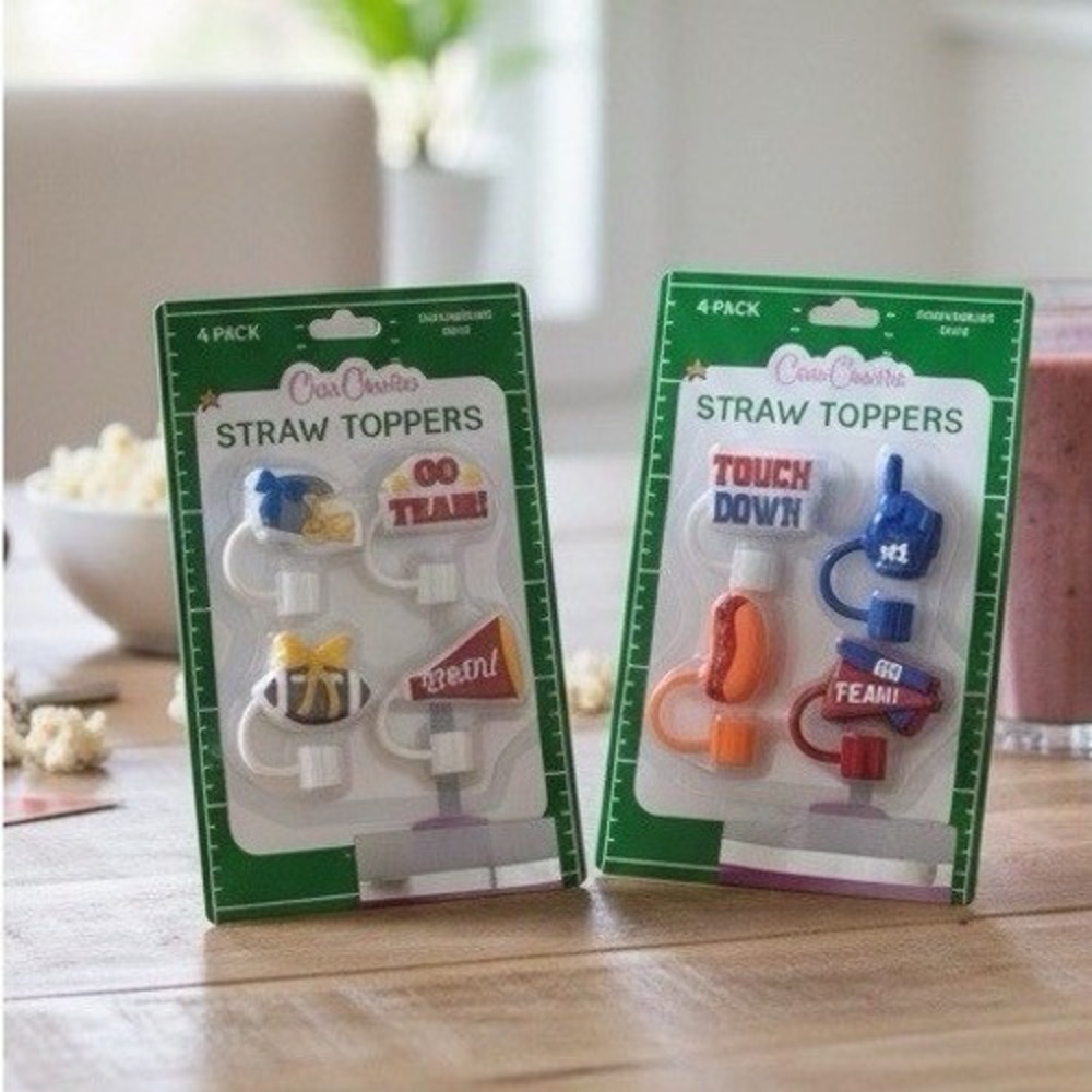 Case Creative Football Straw Toppers 8 Pack Silicone Sports Drink Accessories